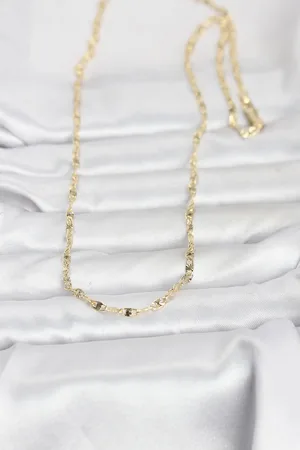 CM 14K Gold Renk Lazerli Gemici Zincir Model 60 cm Kadın Kolye