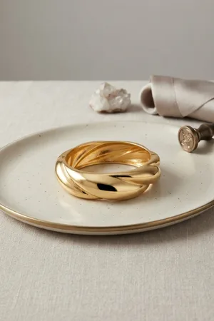 Gold Renk Pirinç Sarmal Model Vintage Kalın Kelepçe Bilezik