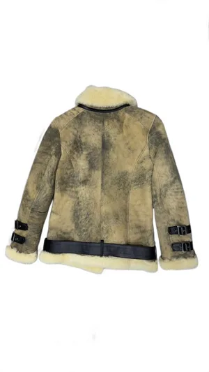 Hakiki Kadın Kürk Oversize Kesim Eskitme Görünümlü Kaban Modeli