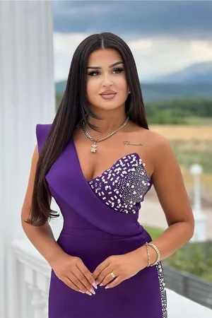 Tek Abiye Omuz Elbise Yırtmaçlı