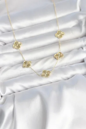 Gold Renk Yonca Model VIP Seri Kadın Kolye