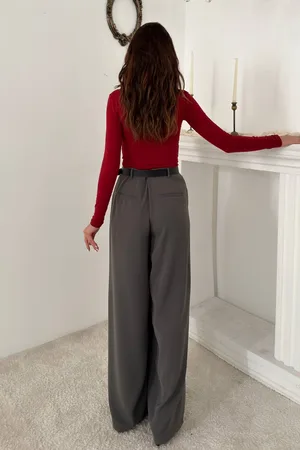 Füme Pileli Comfort Pantolon