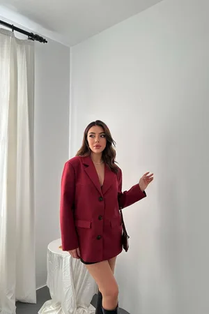 Bordo Blazer Süet Ceket