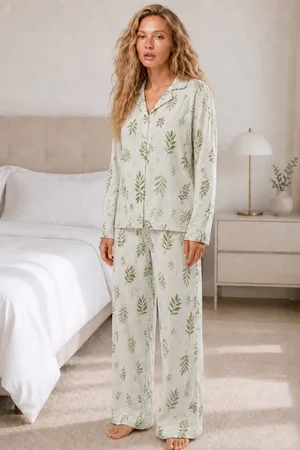 Kadın Casual Esnek Bol Çağla Pijama Takımı 4669 Çağla yeşili