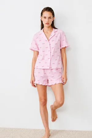Kadın Relaxed Lastikli Pembe Pijama Takımı