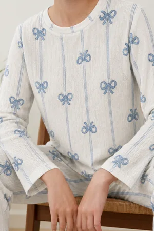 Kadın Desenli Nefes Alan Ekru Pijama Takımı 4690