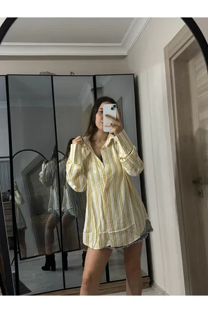 ZR Model Kalın Manşet Sarı Çizgili Gömlek