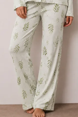 Kadın Düğmeli Kışlık Ev Çağla Yeşili Pijama Takımı