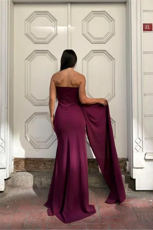 Kadın Krep Yaka Elbise V Detaylı