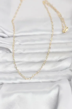 CM 14K Gold Renk Kalp Zincirli 60 cm Kadın Kolye