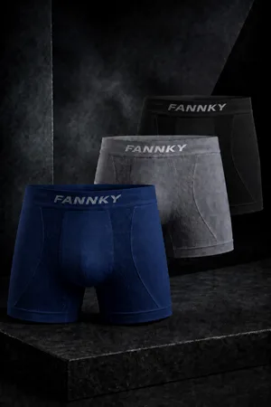 Erkek Rahat Esnek Seamless 3 Lü Boxer Füme