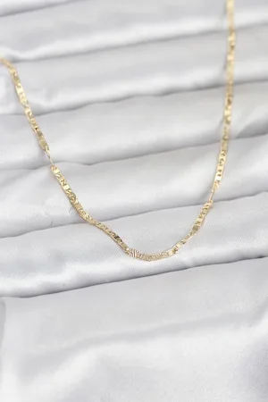 CM 14K Gold Renk Yassı Zincir Model 60 cm Kadın Kolye