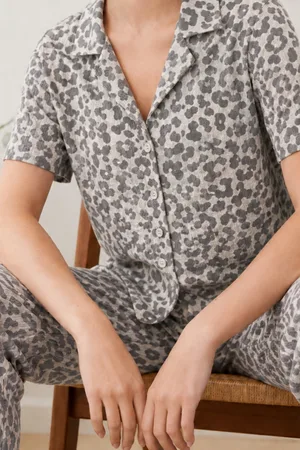 3 Adet Kadın Kısa Kollu Rahat Pijama Takımı Mavi
