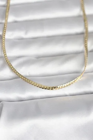 CM 14K Gold Renk Yassı Zincir Model 45 cm Kadın Kolye