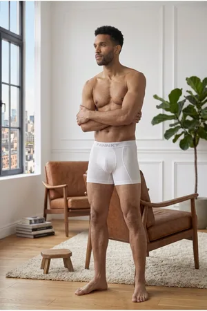 Erkek Rahat Esnek Seamless Beyaz Boxer