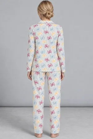 Kadın Kurdela Desenli Bol Renkli Pijama Takımı 4798 Çok Renkli