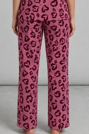 Kadın Kısa Kollu Rahat Mor Pijama Takımı 4734