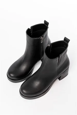 Kadın Koruma Bootie Fermuarlı Lastikli Kalın Bot Bot Topuklu &