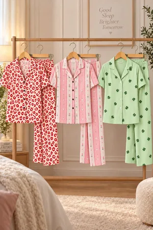 3 Adet Kadın Kısa Kol Comfort Pijama Takımı Pembe
