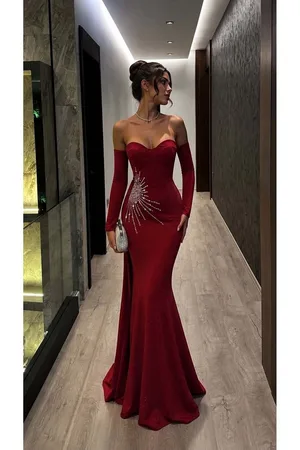 Straplez Balık Abiye Kesim Elbise