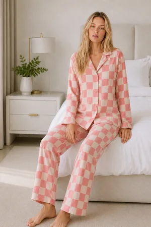 Kadın Casual Esnek Bol Pembe Pijama Takımı 4670