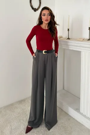 Füme Pileli Comfort Pantolon