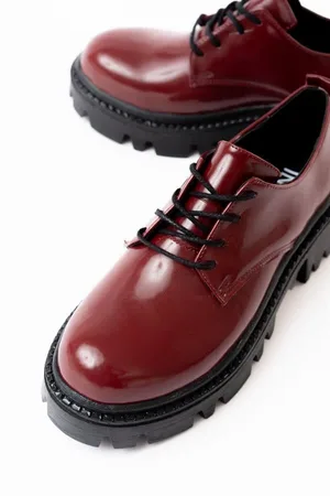 Kadın Casual Loafer Tabanlı Stabil Bağcıklı Ayakkabı Ayakkabı Rugan Yüksek