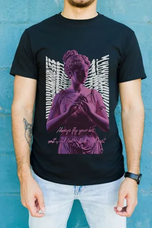 Unisex Oversize 24/1 Penye DTF Baskılı Tişört - DTF97