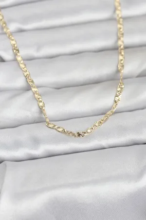 CM 14K Gold Renk Lazer Zincirli Model 60 cm Kadın Kolye