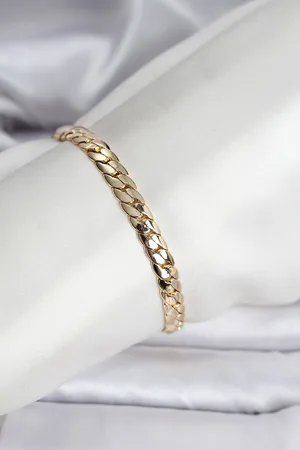 14K Gold Renk Kaplama Ezme Zincir Model Kadın Bileklik
