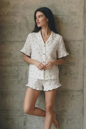 Kadın V Yaka Comfort Fit Beyaz Pijama Takımı