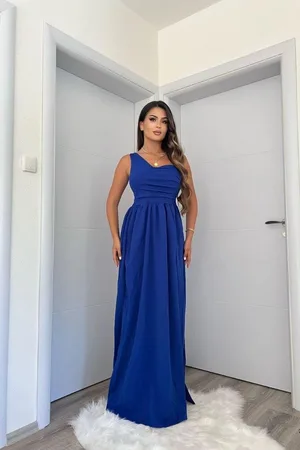 Saten Tek Abiye Omuz Kumaş Elbise