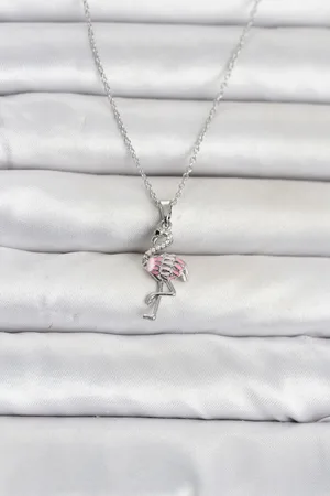 316L Çelik Zincir Gümüş Renk Flamingo Model Kadın Kolye