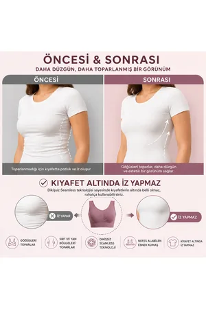 Kadın Gül Kurusu Dikişsiz Kalın Askılı Pedsiz Balensiz Büstiyer 5050