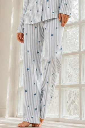 Kadın Regular Bürümcük Mavi Pijama Takımı