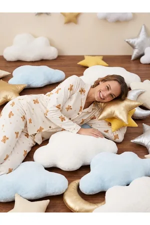 Kadın Gömlek Yakalı Uzun Kollu Beyaz Pijama Seti