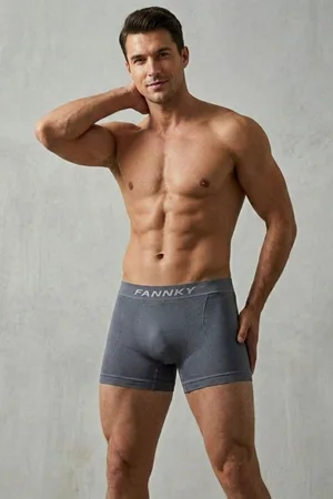Dikişsiz Nefes Alabilen Rahat Bol Kesim Erkek Boxer 2014 Gri