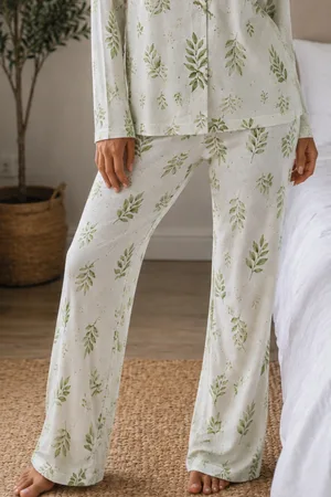 Kadın Örme Gömlek Yaka Çağla Yeşili Pijama Takımı