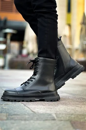 Erkek Crow Dayanıklı Bootie Fermuarlı Rahat Bot Bot Kışlık &