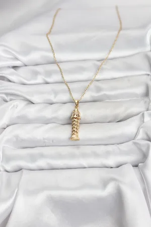 316L Steel Chain Gold Color Fish Model Zircon Stone Women's Necklace