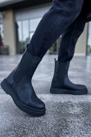Erkek Dayanıklı Bootie Fermuarlı Dengeli Kaymaz Bot Bot Kışlık &