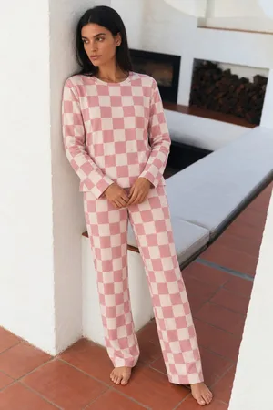 Kadın Çizgili Regular Şık Pembe Pijama Takımı