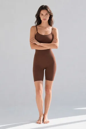 Kadın Bel Bacak Sıkılaştıran Kahverengi Full Body