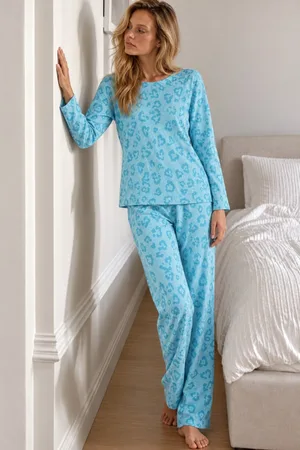 Kadın Şık Uzun Kollu M.Yeşili Pijama Takımı Mint Yeşili
