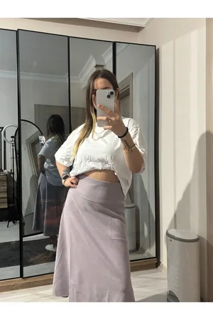 ZR Model Selanik Bel Korsajlı Etek - Mor