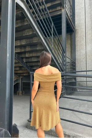 Kadın Şık Abiye Yaka Elbise Madonna