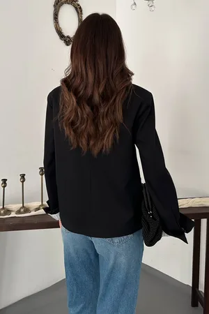 Siyah Çift Düğmeli Ceket