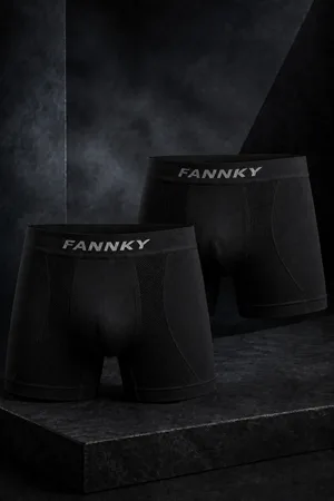 Erkek Rahat Esnek Seamless 2 Li Siyah Boxer