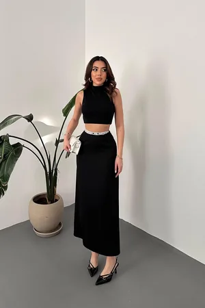 Siyah Beli Lastikli Etek