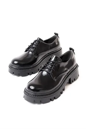 Kadın Casual Loafer Günlük Tabanlı Bağcıklı Ayakkabı Ayakkabı Rugan Yüksek